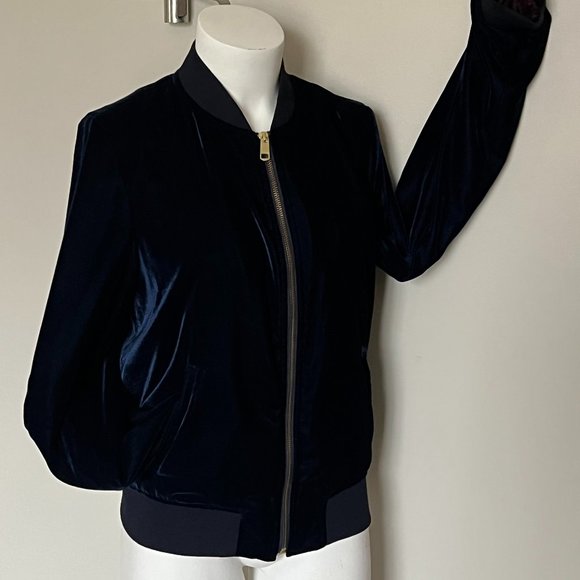 Tommy Hilfiger Blue Velvet Bomber Jacket - Picture 3 of 6